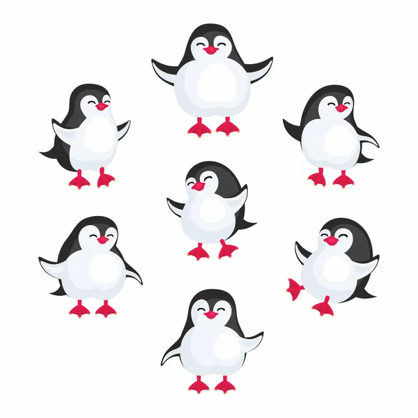 Conjunto de pinguins engraçados — Vetor de Stock