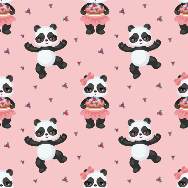 Aranyos pandák minta — Stock Vector