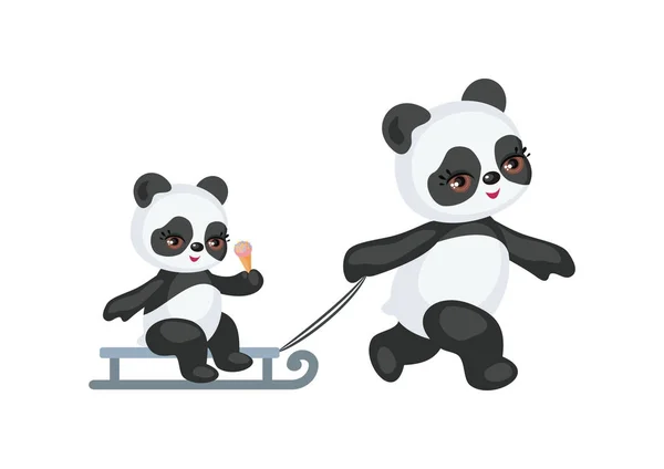 Petits pandas mignons — Image vectorielle