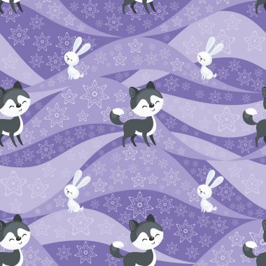 Husky köpek ve Kutup tavşan deseni