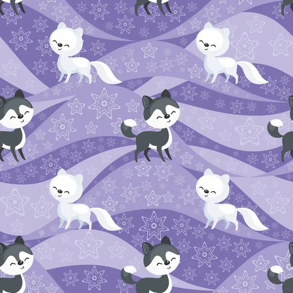 Husky hond en polar fox patroon — Stockvector