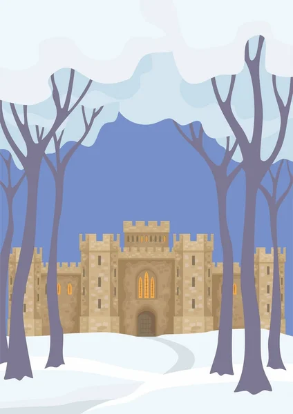 Castelo inglês no inverno — Vetor de Stock