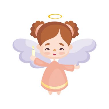 Renkli görüntü oldukça küçük bir melek. Beyaz bir arka plan üzerinde vektör çizim.