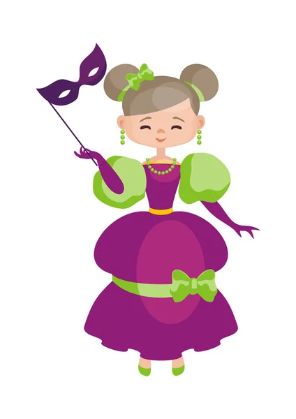 Mardi Gras Vector Illustratie Met Afbeelding Van Het Meisje Een — Stockvector