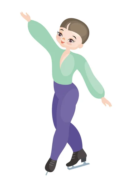 Image Dancing Boy Figure Skater Beautiful Costume Vector Illustration Isolated — Stock Vector