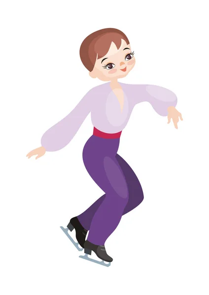 Obrázek Tančící Chlapce Krasobruslař Krásném Kostýmu Vektorové Ilustrace Izolované Bílém — Stockový vektor