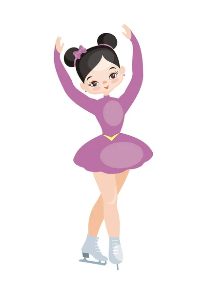 Imagen Bailarina Del Patinador Artístico Hermoso Vestido Ilustración Vectorial Aislada — Vector de stock