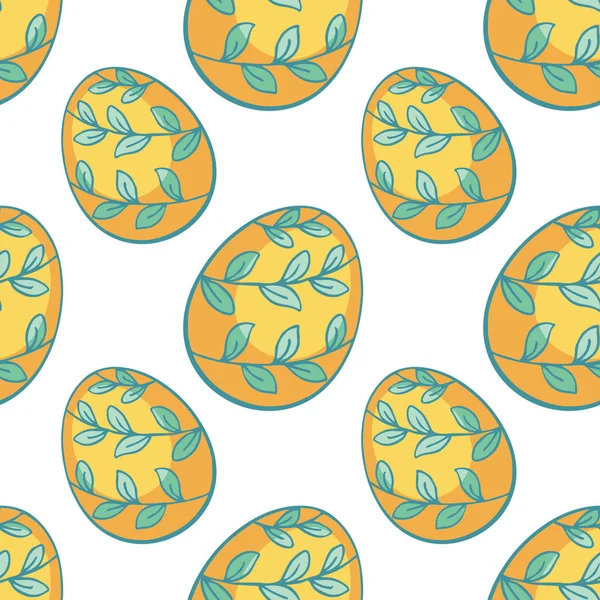 Barevný Vzor Bezešvé Ručně Tažené Velikonoční Vajíčka Vektorový Pozadí Stylu — Stockový vektor