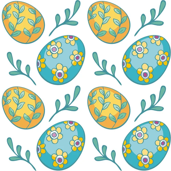 Buntes Nahtloses Muster Mit Handgezeichneten Ostereiern Vektor Hintergrund Doodle Stil — Stockvektor