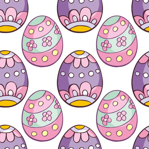 Buntes Nahtloses Muster Mit Handgezeichneten Ostereiern Vektor Hintergrund Doodle Stil — Stockvektor