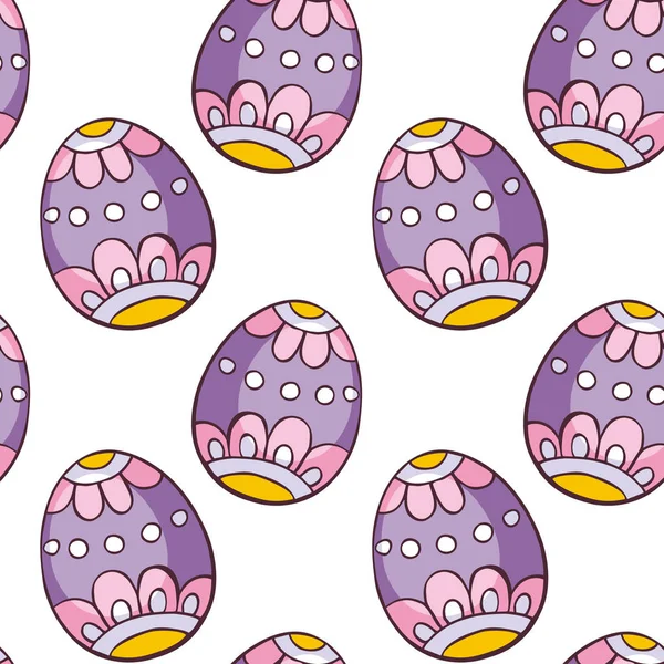 Colorful Seamless Pattern Hand Drawn Easter Eggs Vector Background Doodle — Stock Vector