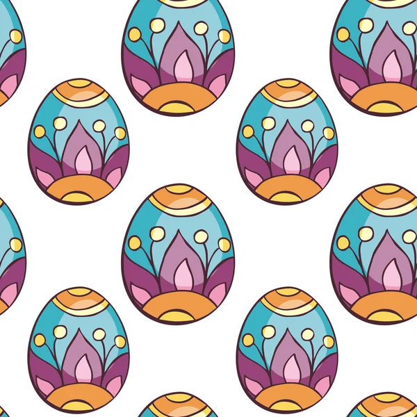 Patrón Inconsútil Colorido Con Huevos Pascua Dibujados Mano Fondo Vectorial — Vector de stock