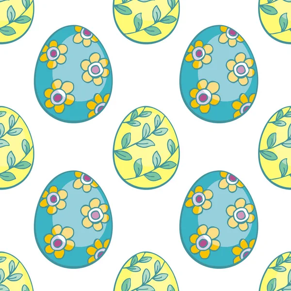 Patrón Inconsútil Colorido Con Huevos Pascua Dibujados Mano Fondo Vectorial — Vector de stock