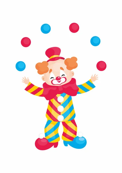 Vector Image Circus Clown Cartoon Style Colorful Illustrations Isolated White — Stock Vector