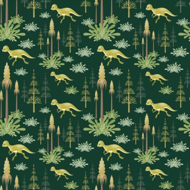 Colorful seamless pattern with the image of funny dinosaurs in cartoon style. Vector background. clipart