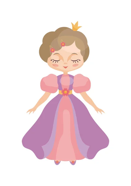 Linda Princesa Estilo Dibujos Animados Ilustración Vectorial Aislada Sobre Fondo — Vector de stock