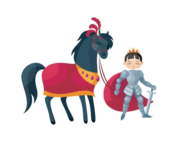 Kolorowy Obraz Fairytale Prince Ilustracja Wektorowa Stylu Cartoon — Wektor stockowy