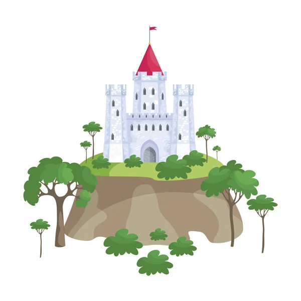 多彩的美丽童话中世纪城堡的形象 卡通风格中的矢量插画 — 图库矢量图片