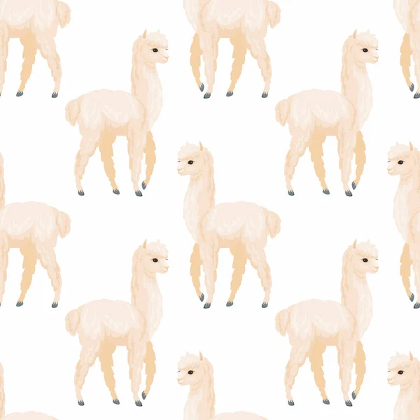 Padrão Sem Costura Com Imagem Alpaca Bonito Estilo Cartoon Fundo — Vetor de Stock