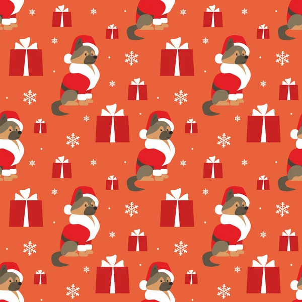 Patrón Inconsútil Colorido Con Lindo Perro Traje Navidad Fondo Vectorial — Vector de stock