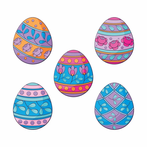 Huevos Pascua Ilustración Vectorial Colorida Aislada Sobre Fondo Blanco — Vector de stock