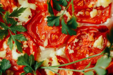 Ev yapımı et Pepperoni sucuk ve pastırma Pizza seviyor. Ana sayfa