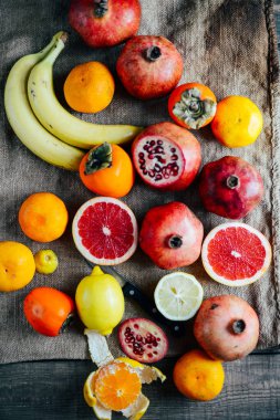 Taze meyve. Karışık meyve arka plan. Beslenme, diyet sağlıklı. 