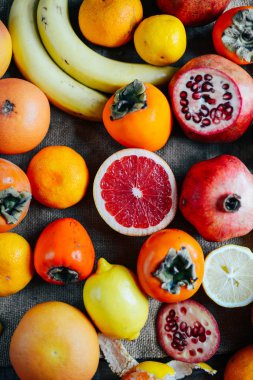 Taze meyve. Karışık meyve arka plan. Beslenme, diyet sağlıklı. 