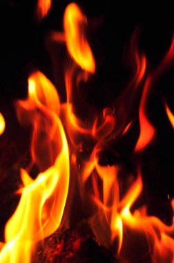 Siyah bir zemin üzerine alevler ateş. Yangın alev doku geri blaze