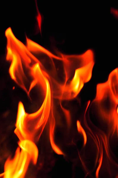 Fire flames on a black background. Blaze fire flame texture back — Stock Photo, Image