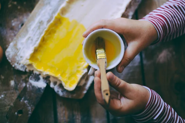 Woman cooking apple pie. Woman cooking apple pie. Traditional de Stock Image