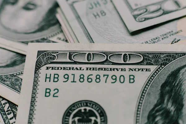 Концепция крупного плана доллара. "American Dollars Cash Money". Один из них — стоковое фото
