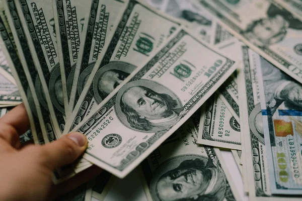 Dollars Closeup Concept. American Dollars Cash Money. One Hundre — Stock Photo, Image