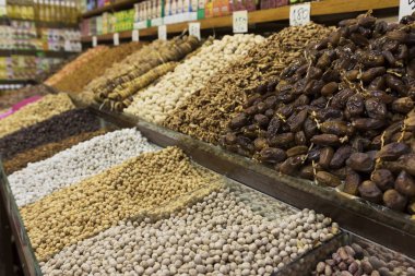 Kuru Meyve ve fındık, Marrakesh Souk, Fas 