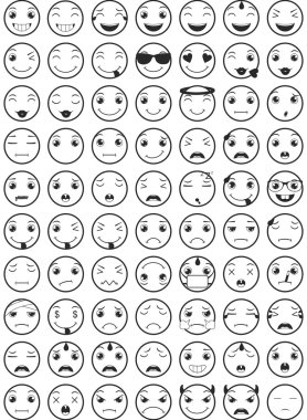 Çizgi Emoticons / Emoji vektör Set