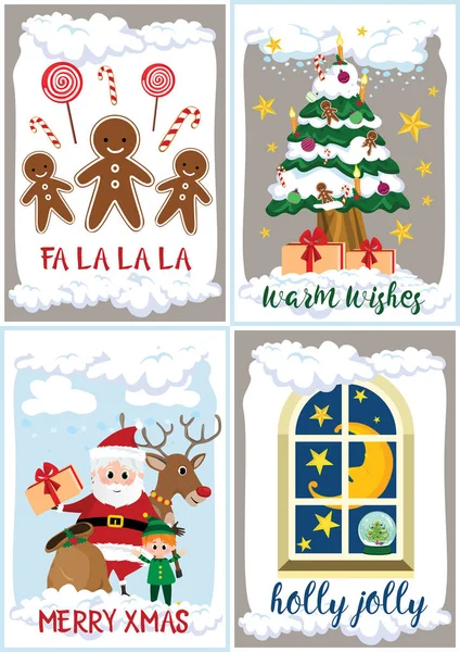 Mutlu Noeller Kartpostal Seti — Stok Vektör