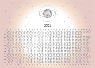 Ay Takvimi 2021 Güney Yarımküre Pembe