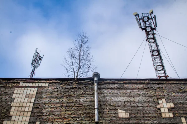 Telecommunication tower  cellular. Base Station or Base Transceiver Station.