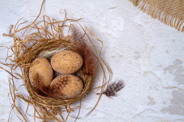 Easter Composition Religious Concept Chicken Eggs Nest — Stock Photo, Image