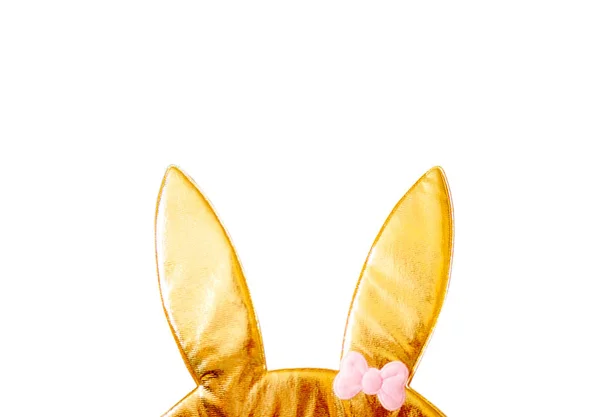 Funny Easter Bunny Ears Yellow Shiny Mask Easter Concept — Stock Photo, Image