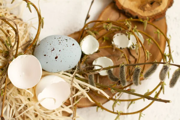 Composición Pascua Huevos Nido — Foto de Stock