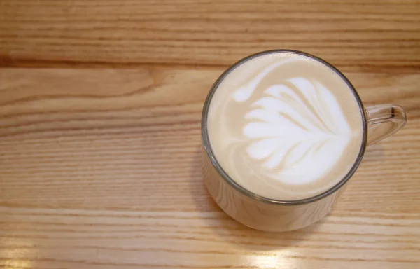 Kaffe Latte Ett Träbord — Stockfoto