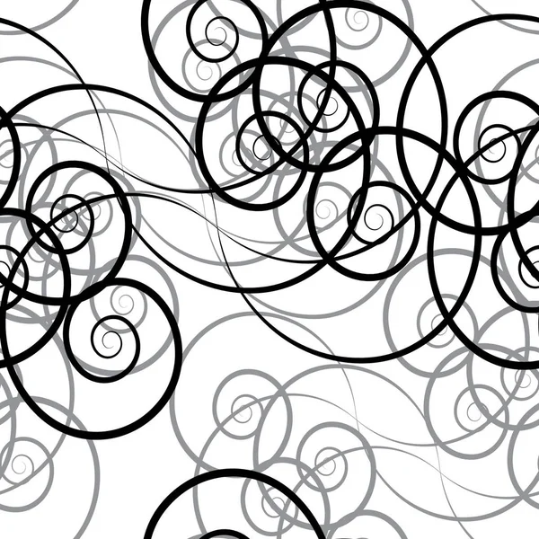 Siyah ve beyaz çizilmiş desen, dalgalar veya bukleler arka plan. Tasarım duvar kağıtları, desen dolgularını, web sayfası arka planlar, yüzey dokuları için seamless modeli.