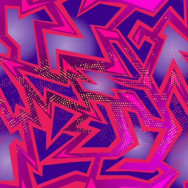 Fond géométrique abstrait sans couture avec une texture fissurée triangles, points, gouttes et éclaboussures. Modèle Grunge pour garçons, filles, sport, mode. Fond d'écran urbain coloré. Silhouette en toile de fond répétée — Image vectorielle