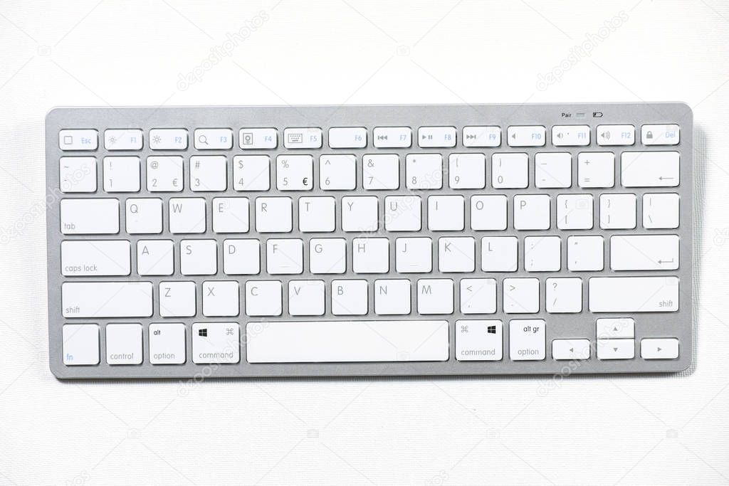 White keyboard isolated on a white background.