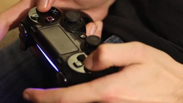 Man Playing Play Station Remote Control — Stock Video