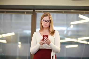 Ofiste smartphone ile şık bir model