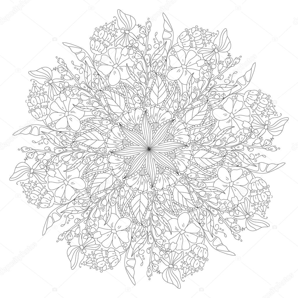 Mandala de contour pour cahier de coloriage Ornement rond décoratif Mod¨le de thérapie anti stress Armure de l élément de conception