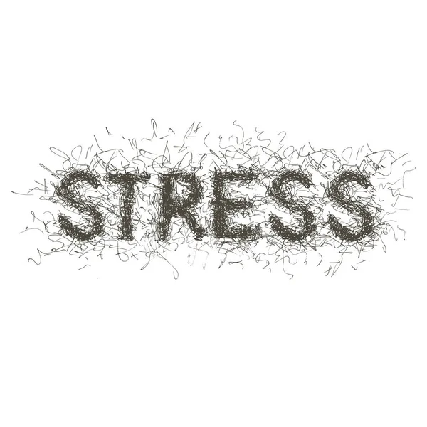 Inscriptie een stress in de vorm van kromme expressional lijnen. Vector — Stockvector