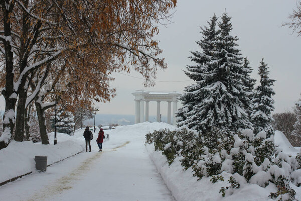 Cathedral Square covered with snow